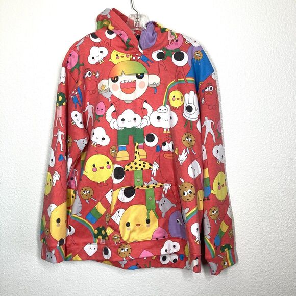 J Balvin FriendsWithYou Hoodie Mens Large Red All Over Graphic Pullover - Picture 1 of 14